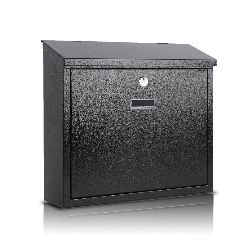 xydled Mail Boxes with Key Lock,Locking Mailbox Wall Mounted,Security Mailbox with Lock and Key,Large Capacity,Steel Cover Metal Postbox for House,14.2X 4X 12.6 Inch, Black - Image 1